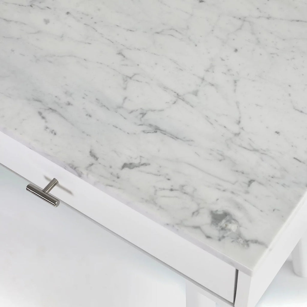 White Rectangular Marble Top Writing Desk G221053