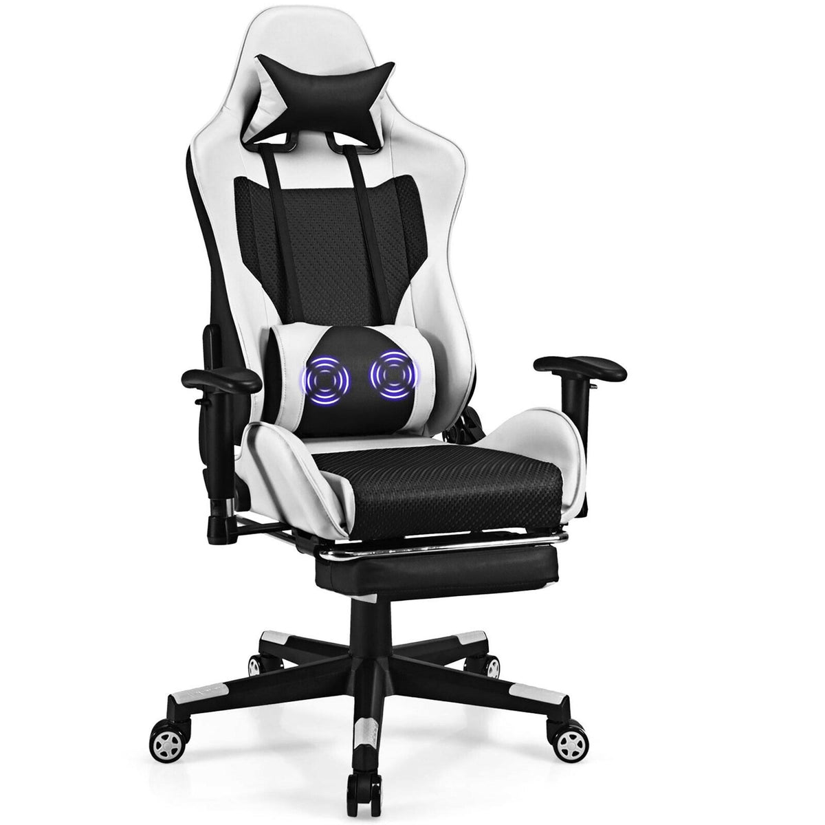 White Massage Gaming Chair Recliner B19152