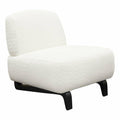 Faux White Shearling Armless Chair with Black Wood Leg Base G5898