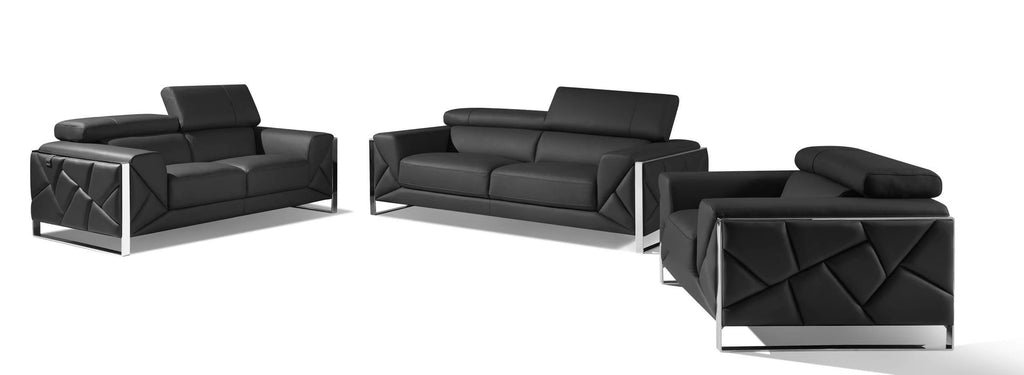 Dark Gray Genuine Italian Leather 3 Pcs Sofa Set D548714