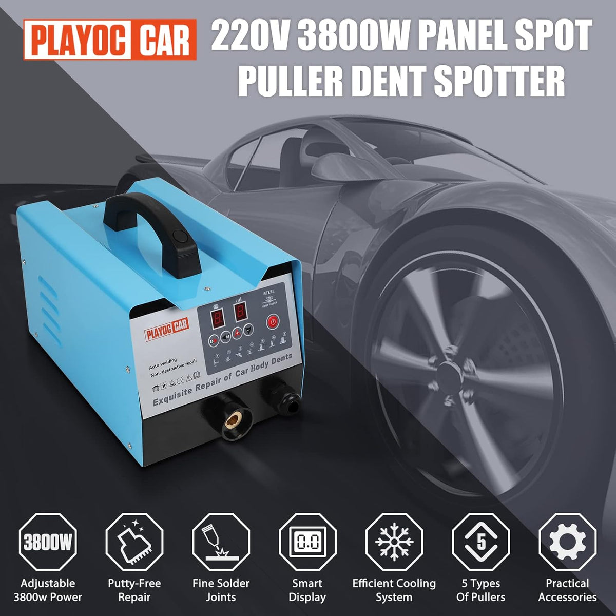 110V 3800A Stud Welding Machine 7 Modes Car Body Dents Repair Tool Kit R350882