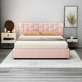 Queen Size Upholstered Platform Bed with Adjustable Headboard and Under-Bed Storage D14293