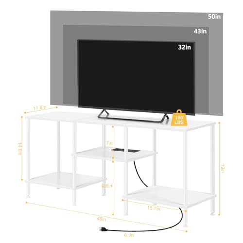 Black 50 inch TV Stand with Power Outlet and Storage O847