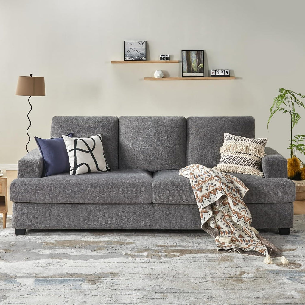 Beige Chenille 3 Seater Sofa B3729