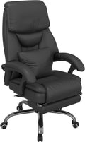 Black PU Leather Reclining Office Chair with Footrest M9483