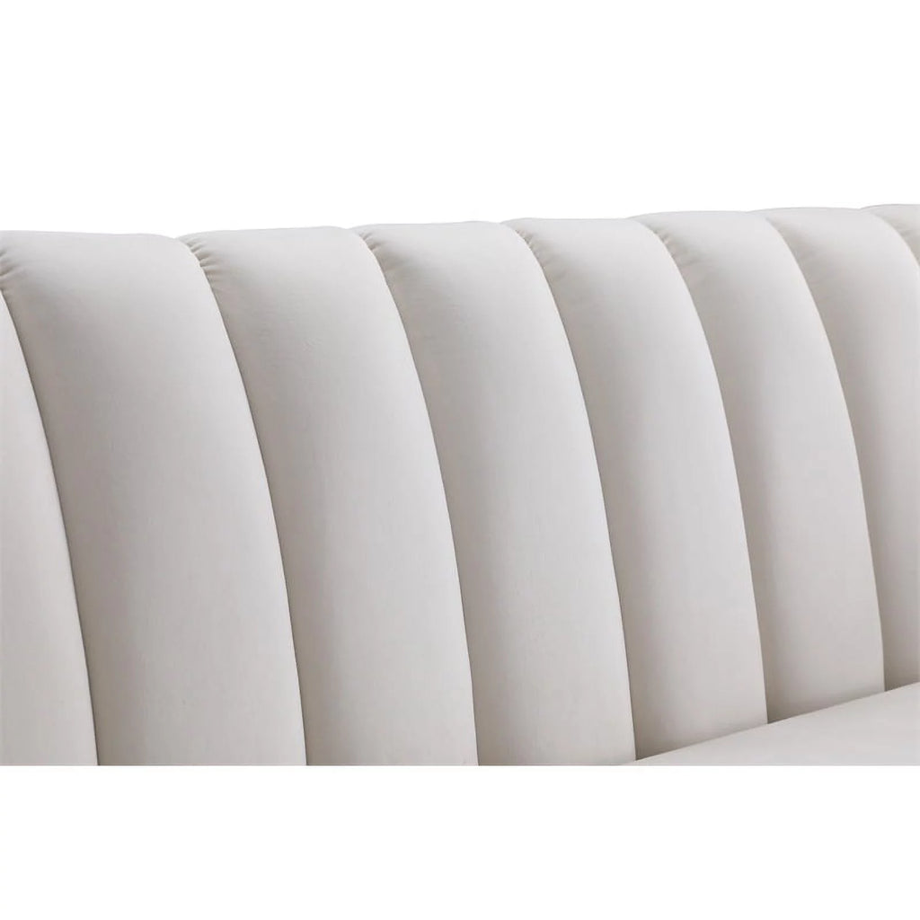 Cream Velvet Wood Sofa V20012
