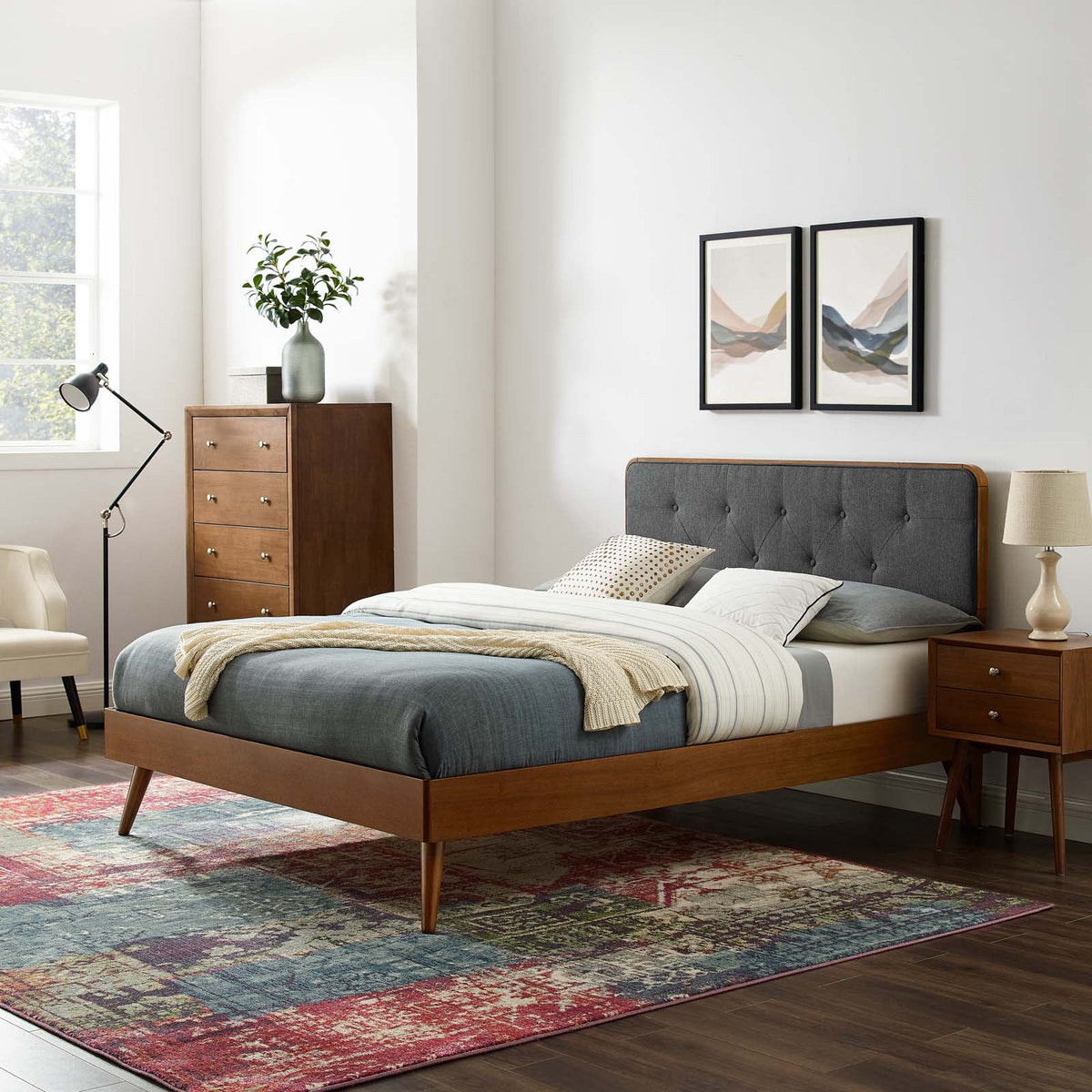 Twin Wood Platform Bed with Splayed Legs K993