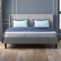 Light Grey Queen Upholstered Wingback Platform Bed Frame K335625