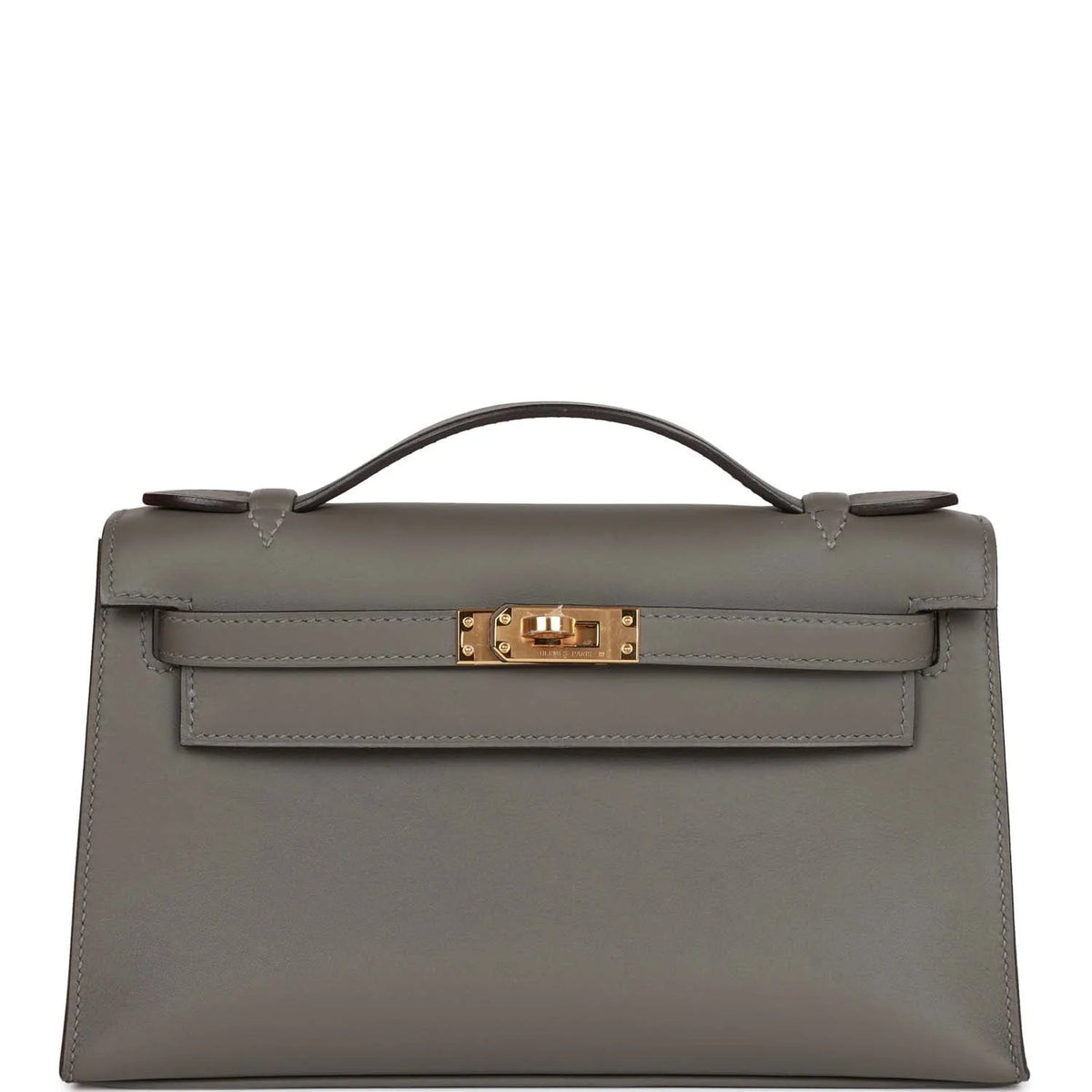 Kelly Pochette Gris Meyer Swift Gold Hardware B954