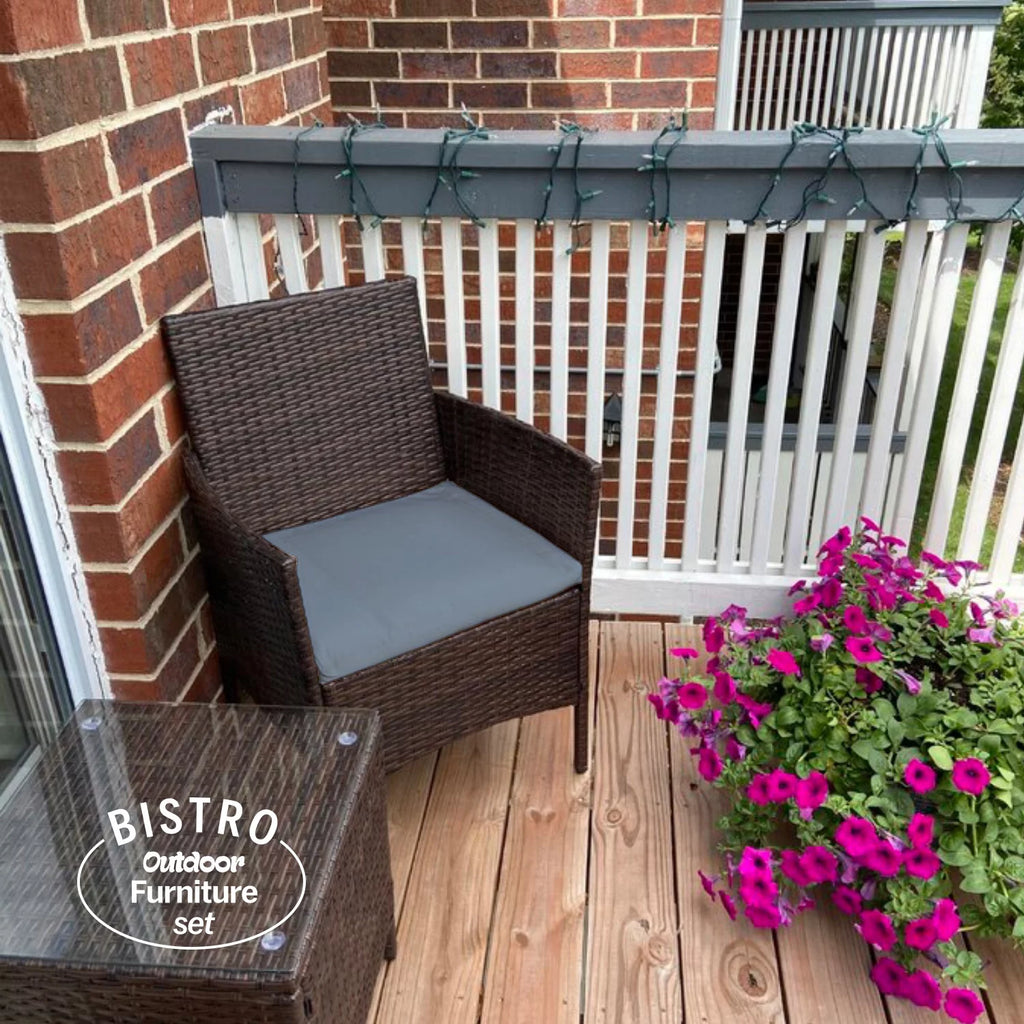 3 Piece Grey Rattan Porch Furniture Set C65921