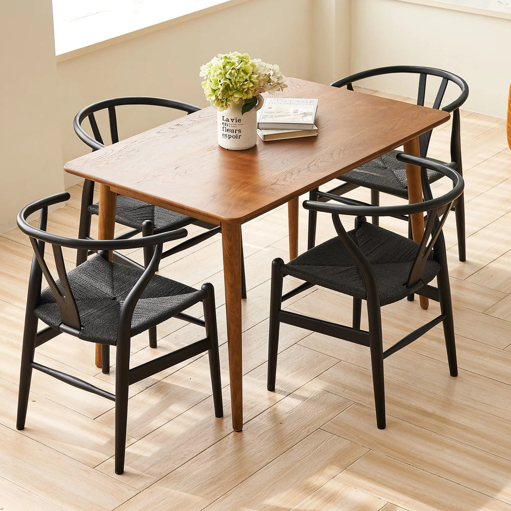 Solid Wood Dining Chair Set of 2 Black J38165