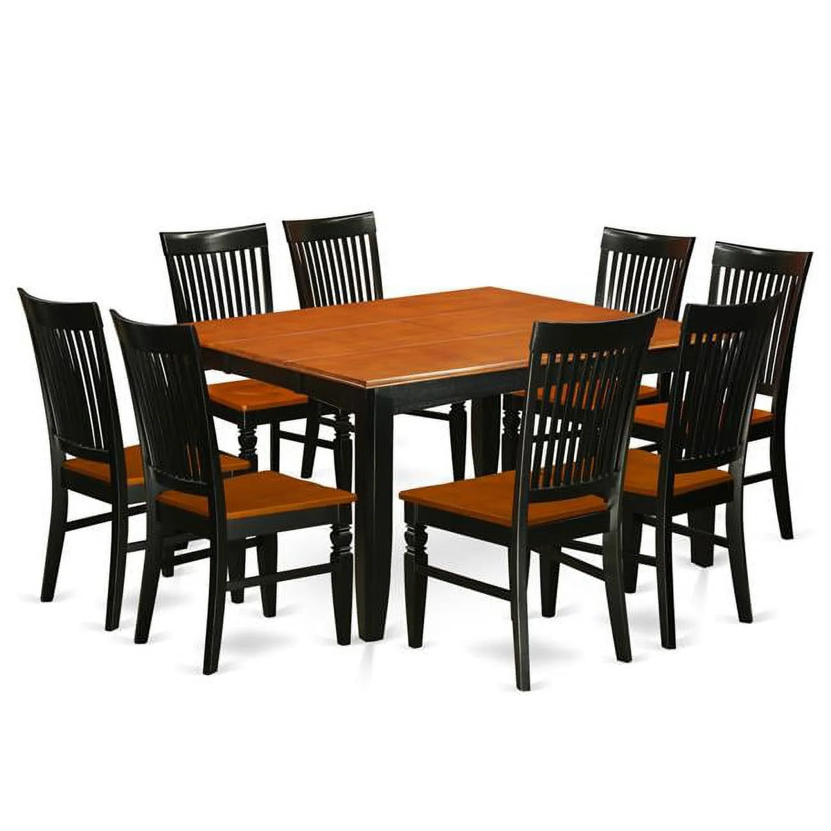 Black Cherry 9 Piece Kitchen Table Set with 8 Wood Seat Chairs Y125651