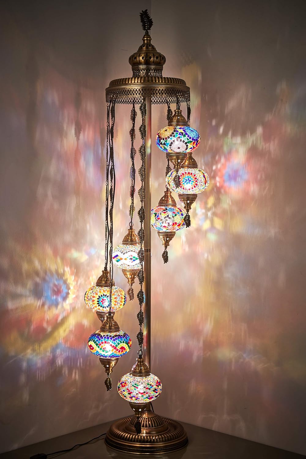 Turkish Moroccan Colorful Mosaic Multicolor Boho Floor Lamp R68410