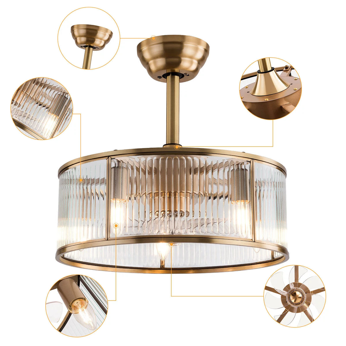 18inch Caged Ceiling Fan Light with Remote Control V512639