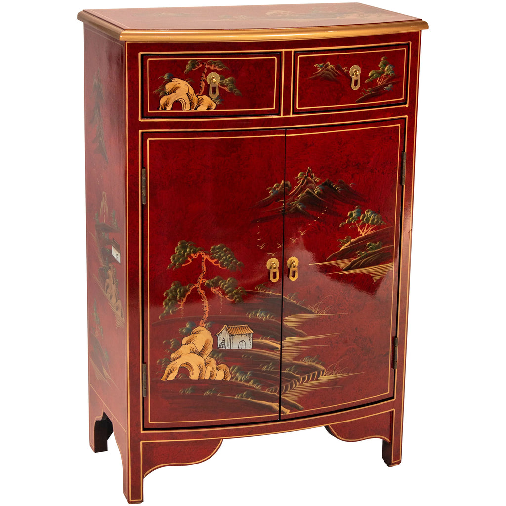 Red Lacquer Half-Round Cabinet V53703