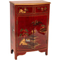 Red Lacquer Half-Round Cabinet V53703