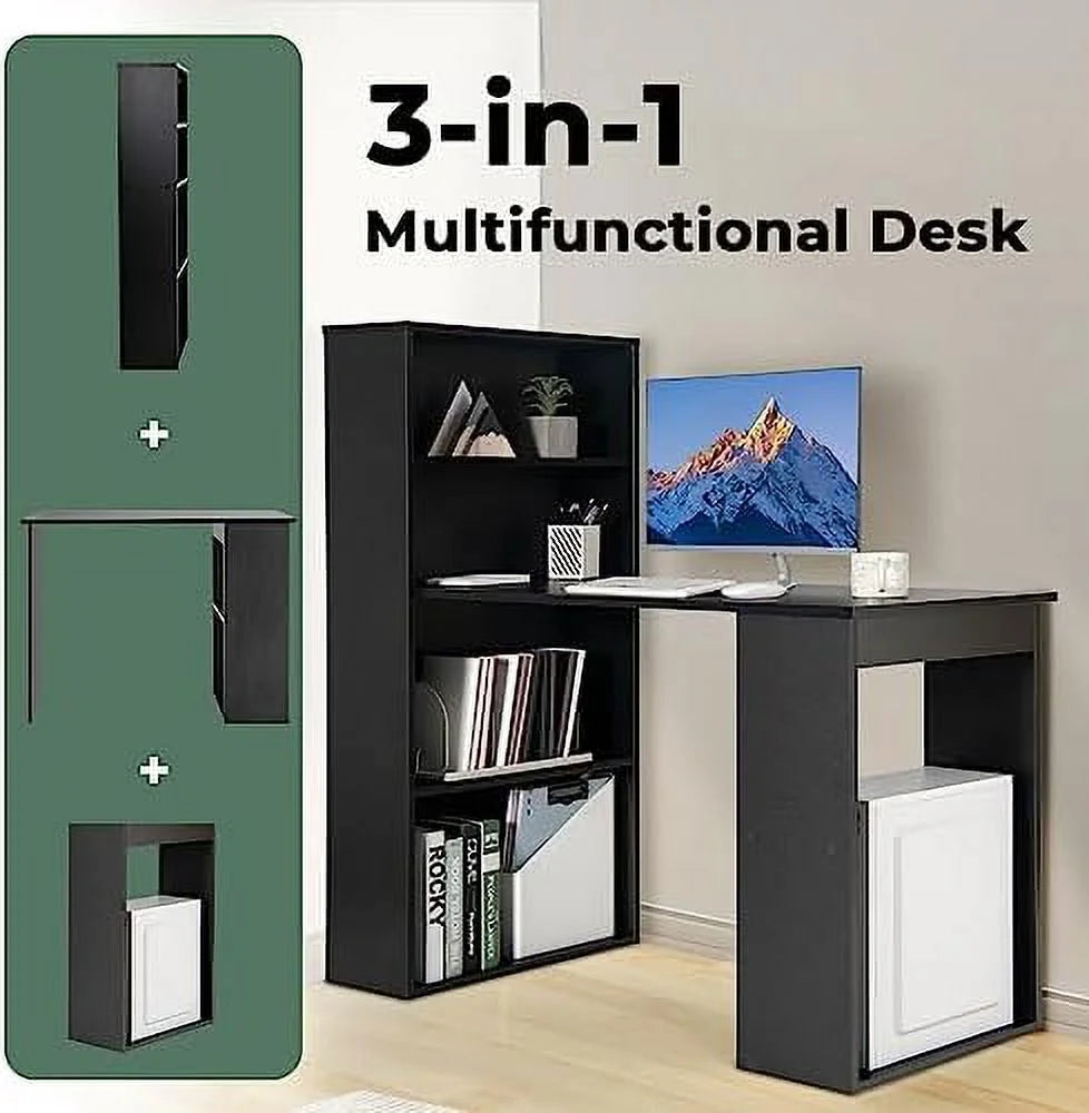 48 Inch Computer Desk with Bookshelf and CPU Stand P51053