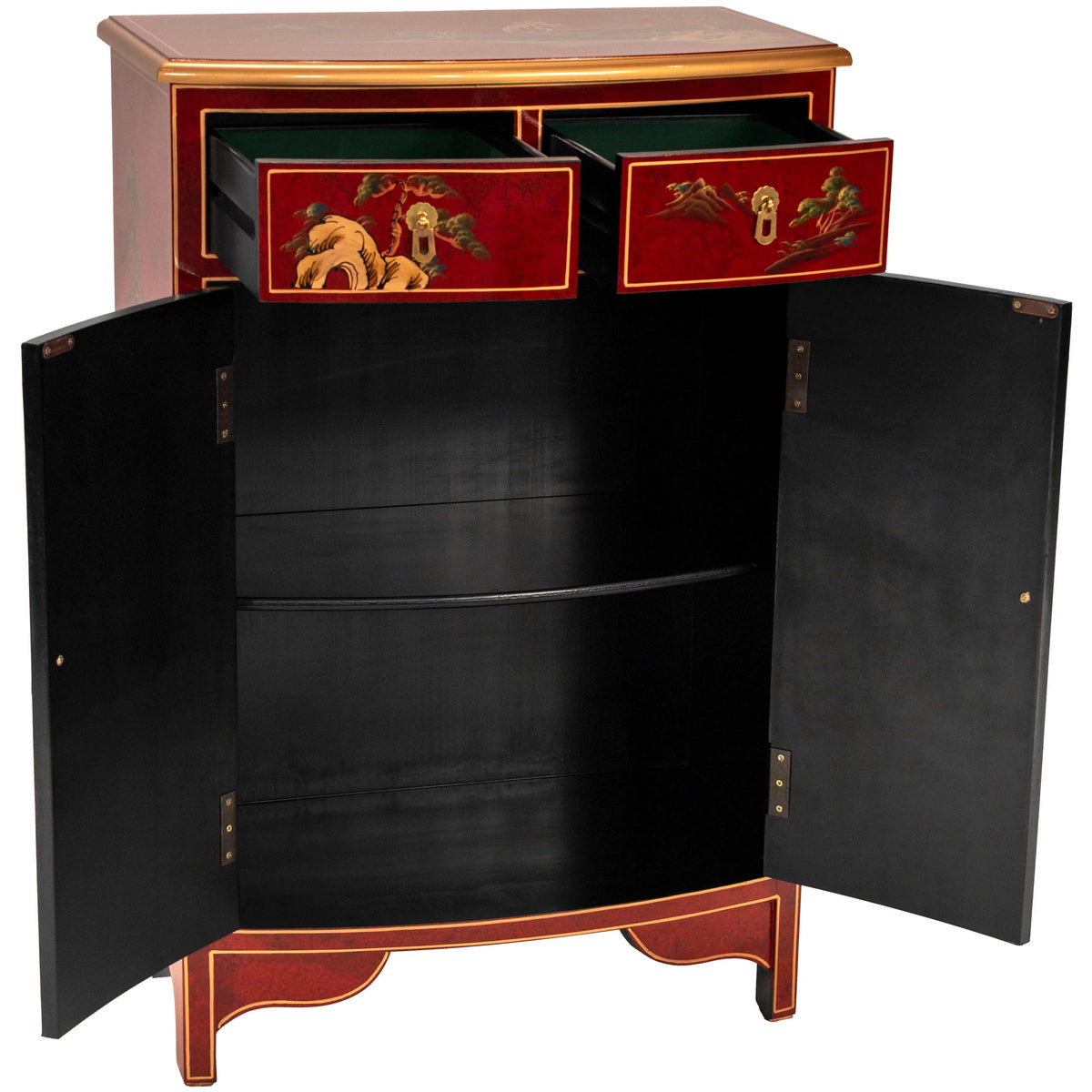 Red Lacquer Half-Round Cabinet V53703