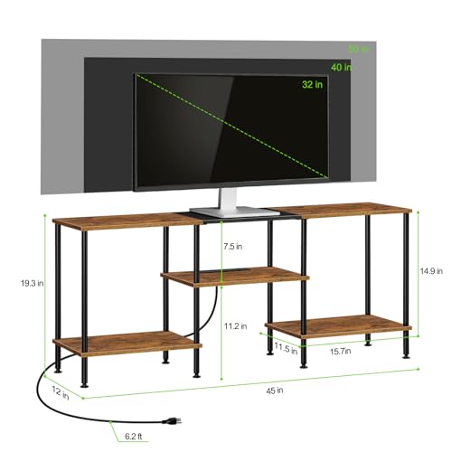 Black 50 inch TV Stand with Power Outlet and Storage O847