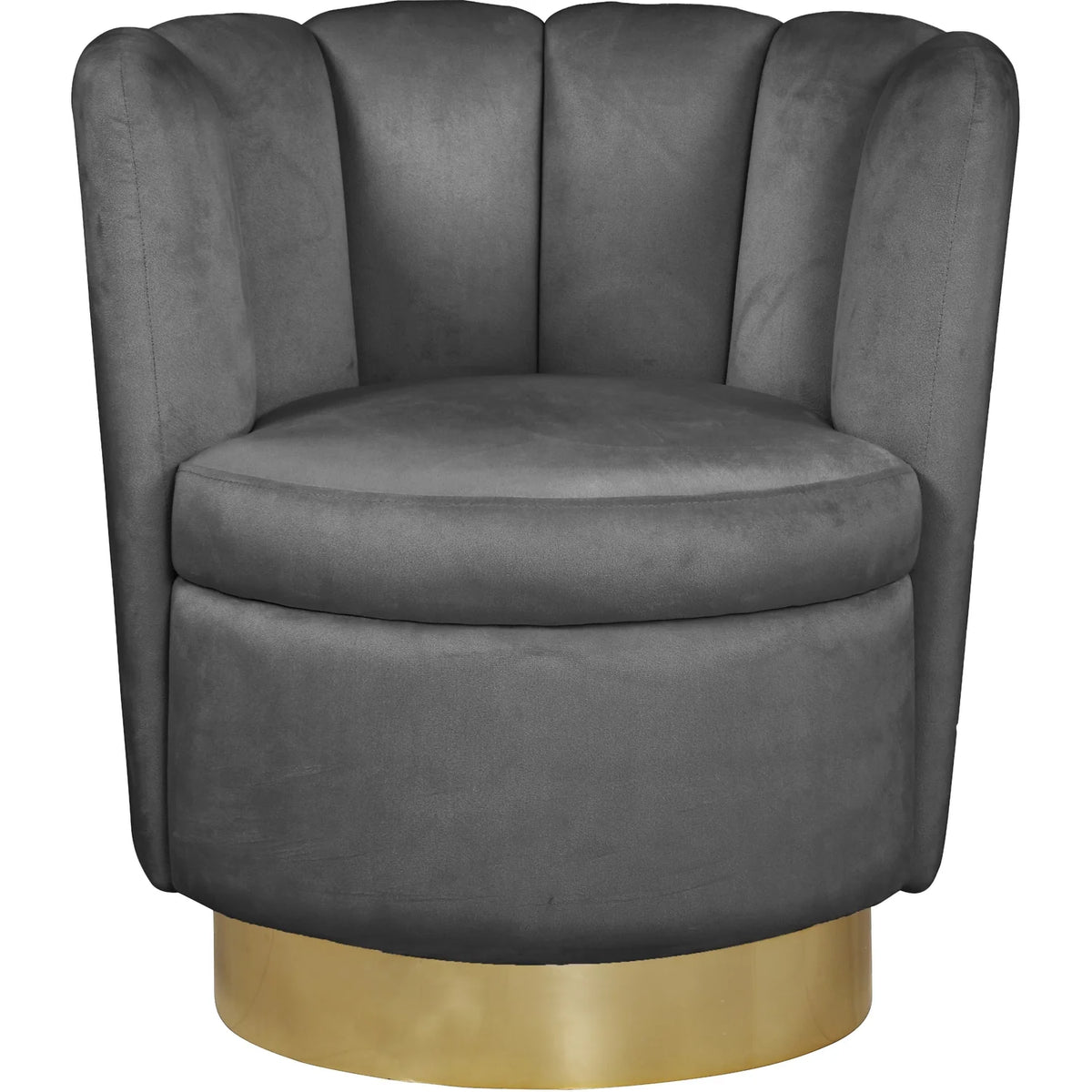 Velvet Upholstered Accent Chair with Gold Steel Swivel Base X7090