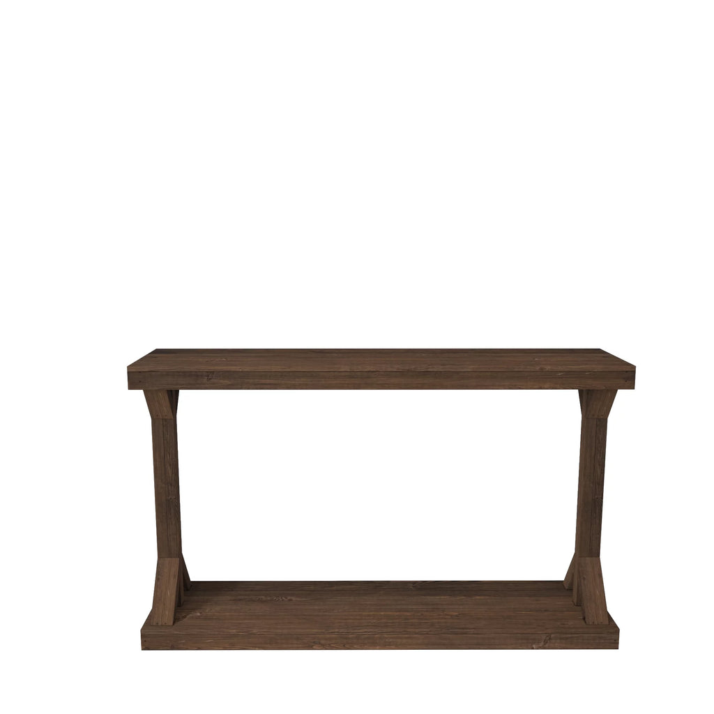 Brown Rustic Pedestal Console Table O661762