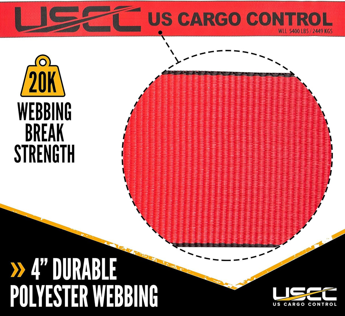 4 Inch x 30 Foot Red Winch Straps with Flat Hook 10 Pack N8974