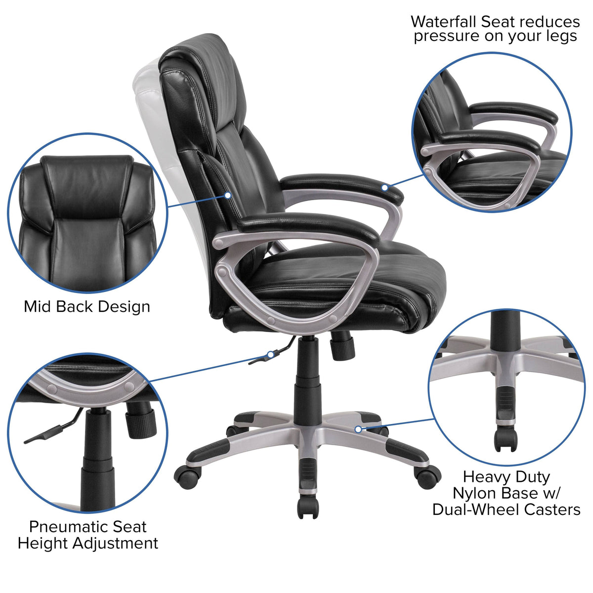 Black LeatherSoft Executive Swivel Office Chair Y319