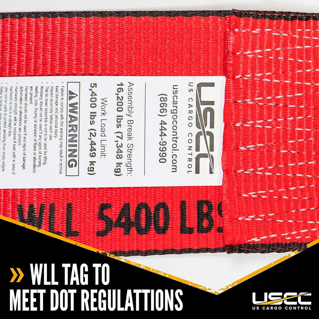 4 Inch x 30 Foot Red Winch Straps with Flat Hook 10 Pack N8974