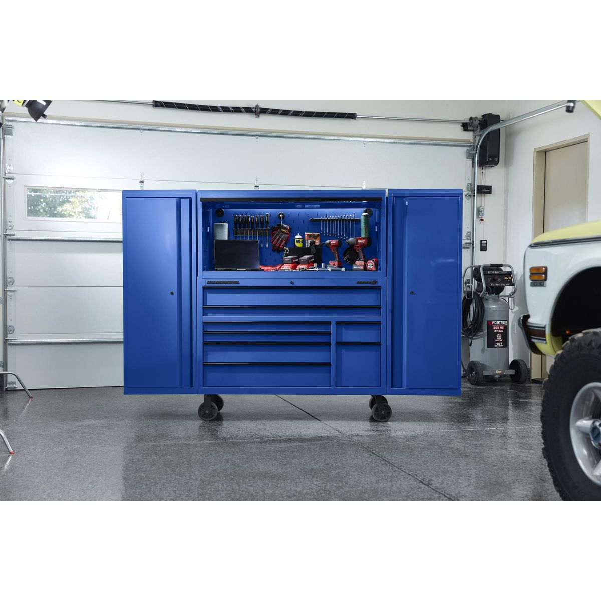 56 in. x 22 in. Blue Work Center Hutch R2802