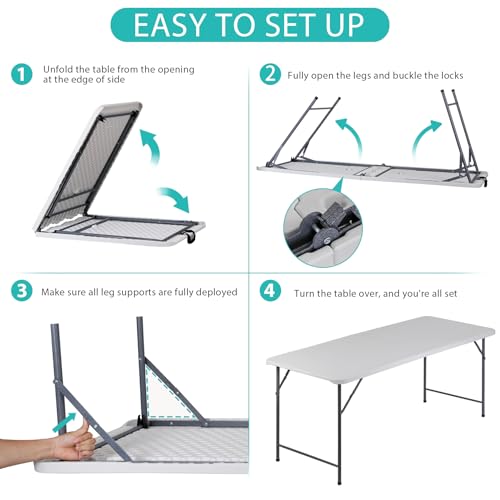 3 ft Adjustable Portable Plastic Folding Table Q242218