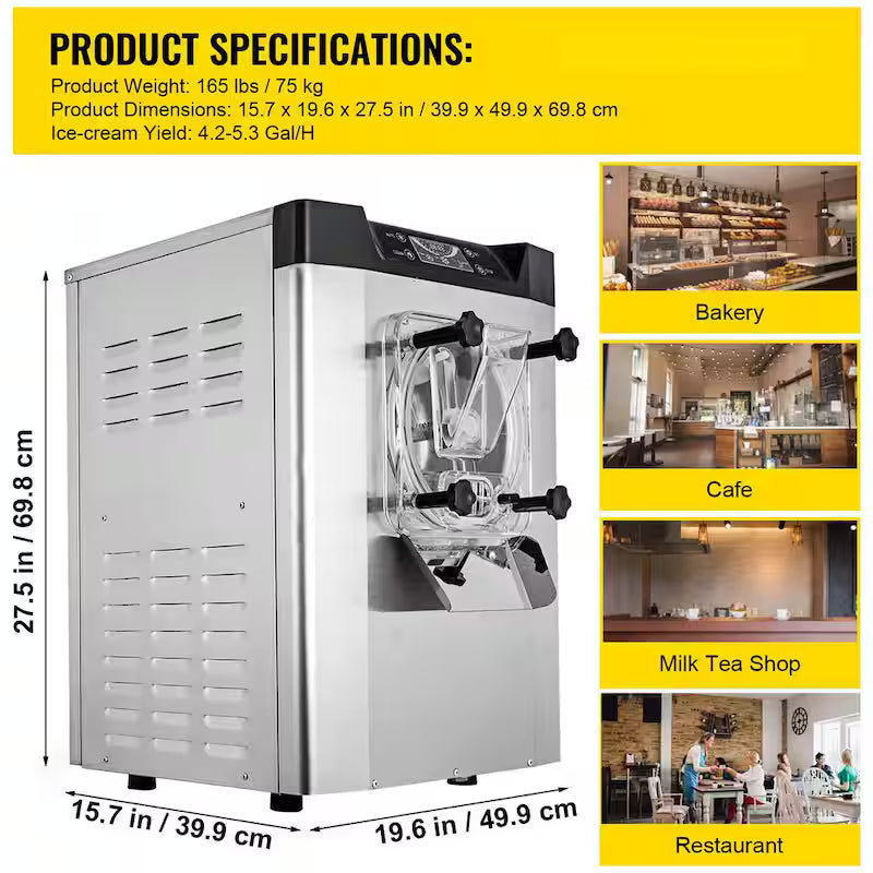 Commercial Ice Cream Machine 1400-Watt Hard Serve Ice Cream Maker I4118