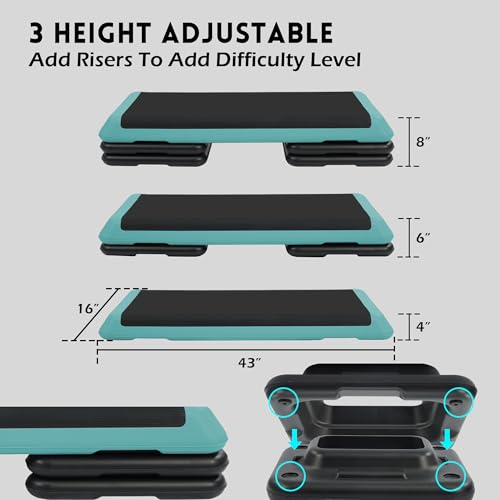 Adjustable Step Aerobic Platform with 4 Risers M1149