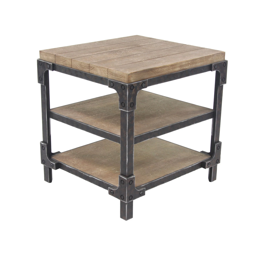 24" x 26" Brown Wood 2 Shelves Accent Table W911355