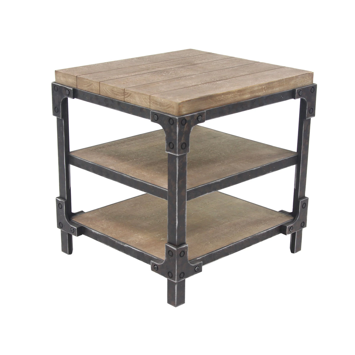 24" x 26" Brown Wood 2 Shelves Accent Table W911355