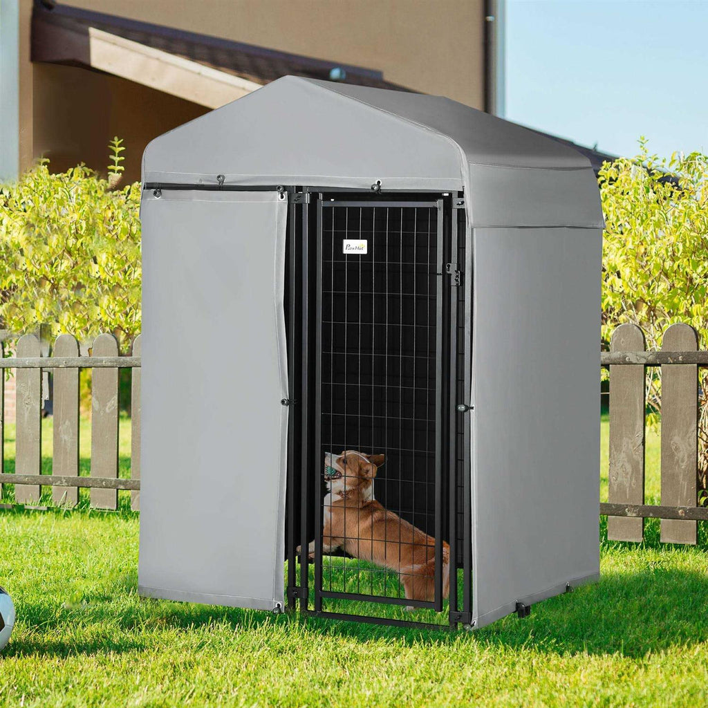 4 x 4 x 6 ft. Outdoor Dog Kennel with Waterproof Canopy Y306212