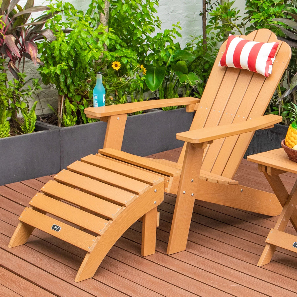 Brown All-Weather Plastic Wood Ottoman Footstool W994