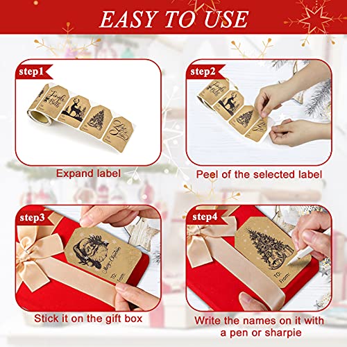 Christmas Gift Tag Stickers 2 x 3 Inch Self-Adhesive 120 Pieces S910488