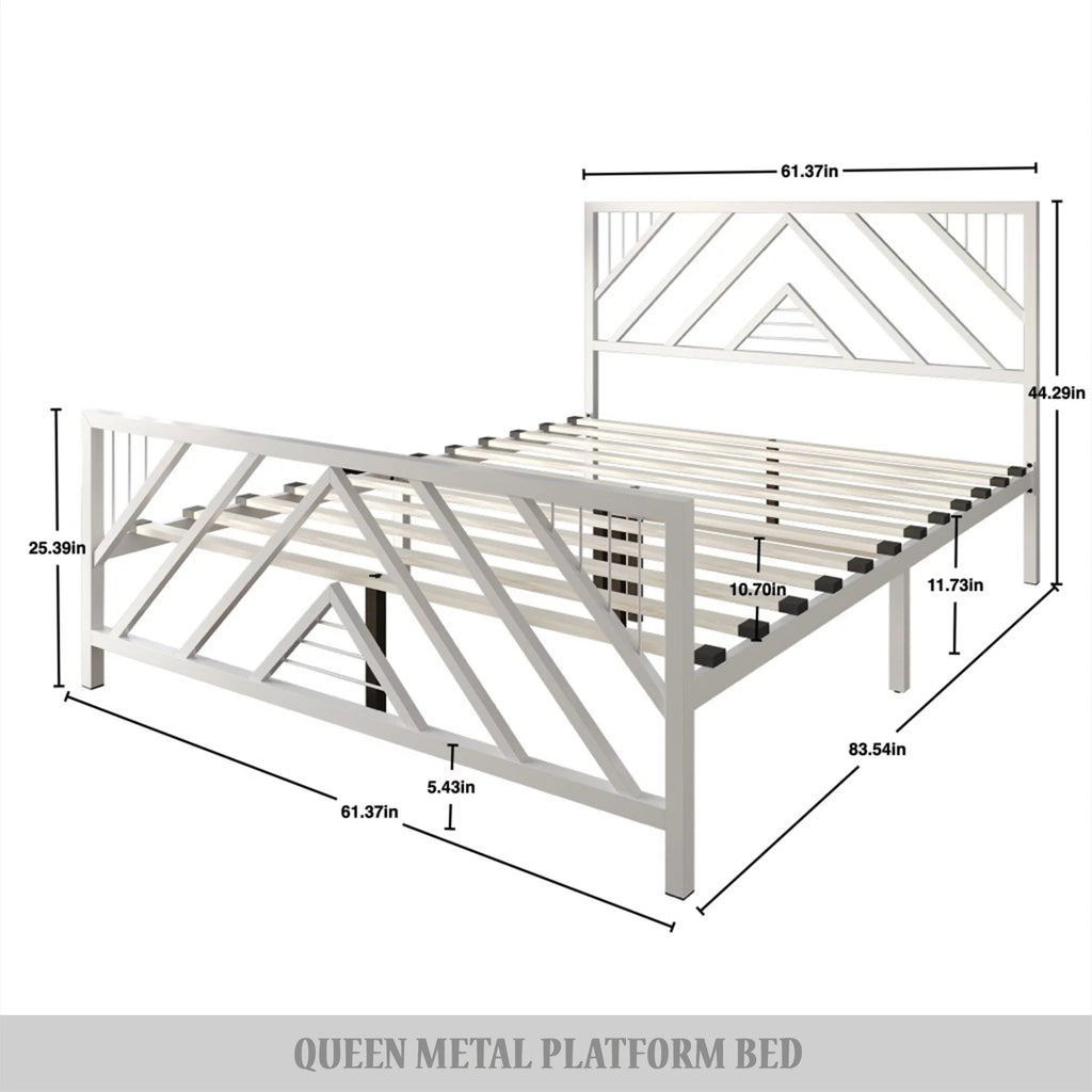Black Full Size Metal Platform Bed L585