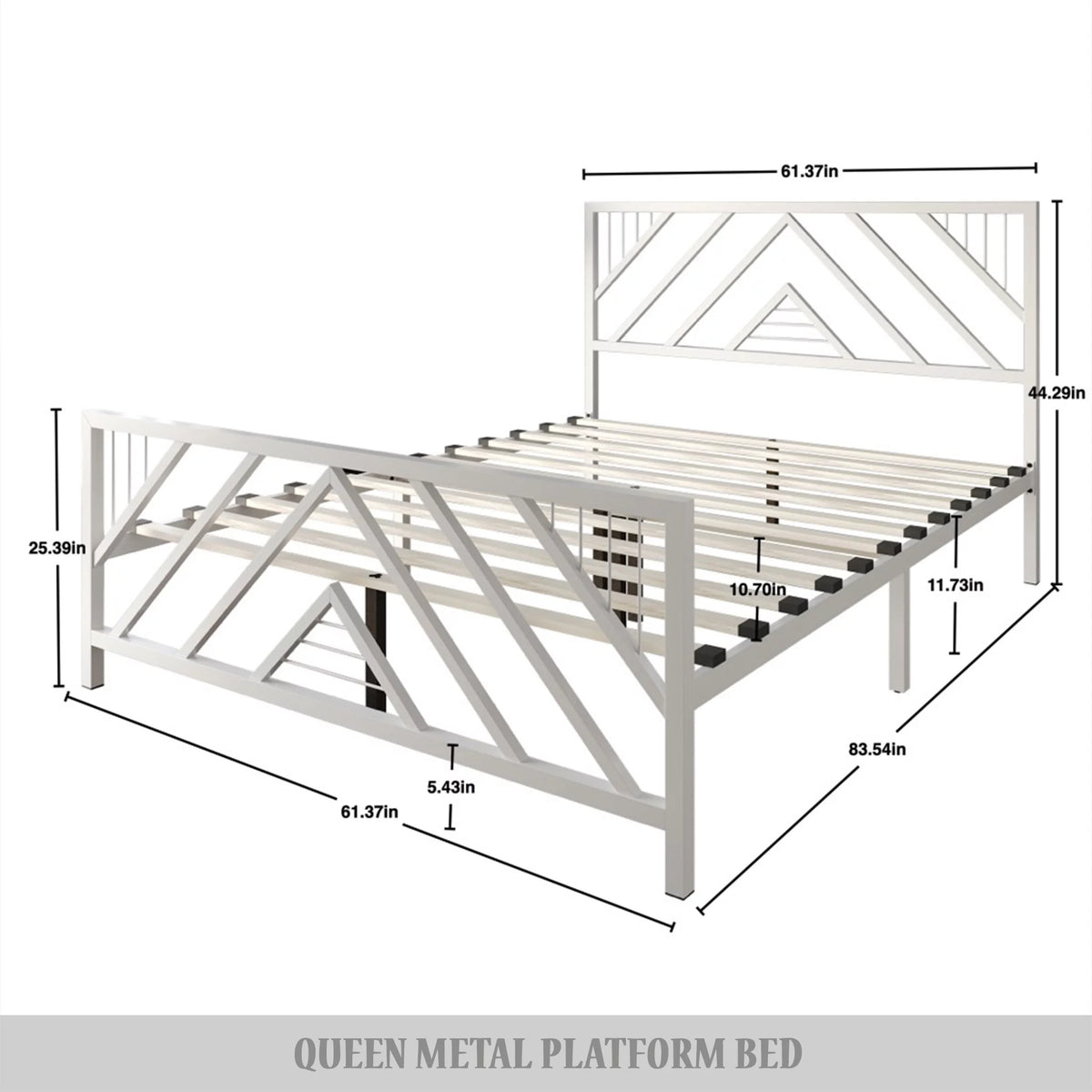 Black Full Size Metal Platform Bed L585