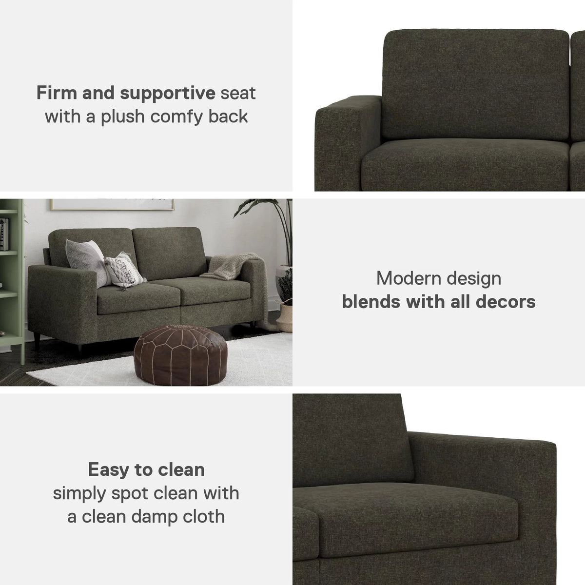 Gray Linen 3 Seater Sofa J664193