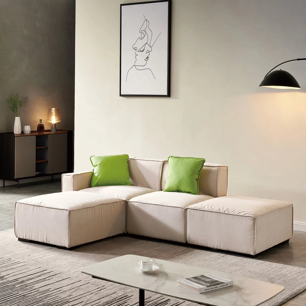 Beige 4 Seat Modular Fabric Sofa I564