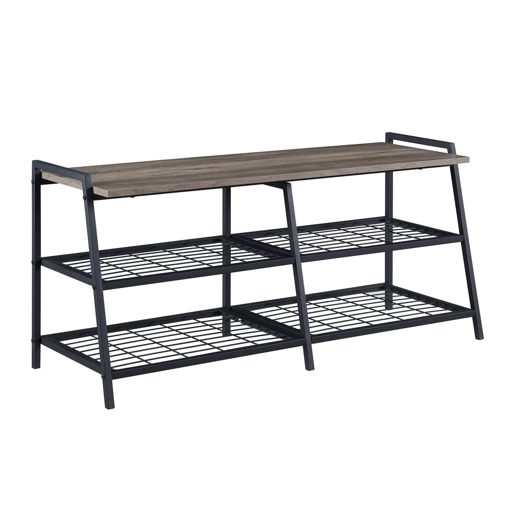 3-Tier Metal MDF Wood Shoe Rack T283815