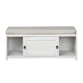 White Wood Storage Bench with 2 Cabinets F3490