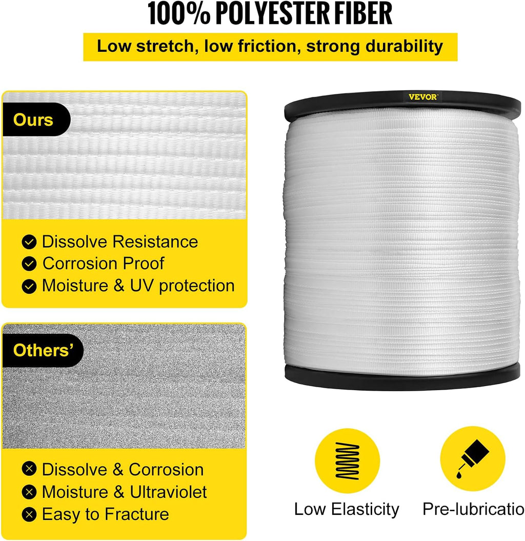 Polyester Pull Tape 1053' x 5/8 Flat Rope Pack of 2 I35908