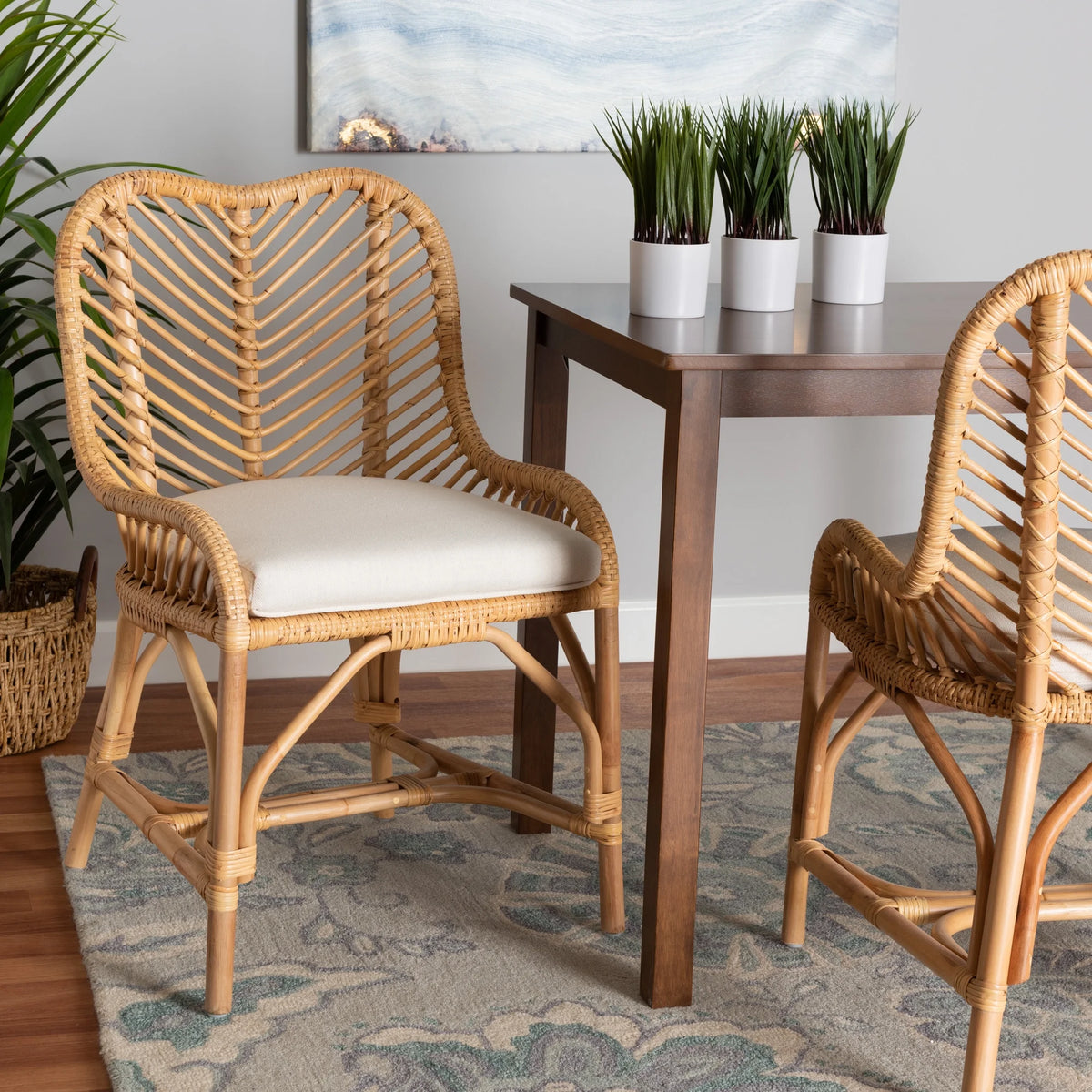 Natural Brown Rattan Dining Chair Q812926