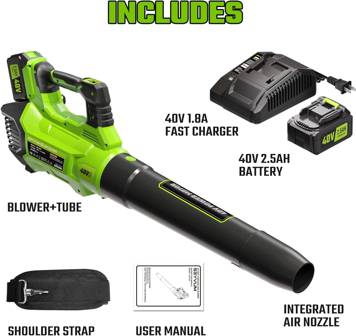 Cordless Leaf Blower 600CFM 165MPH with 2.5Ah Battery T80010