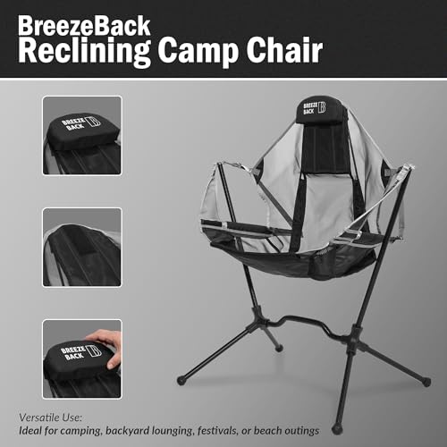 Lightweight Foldable Reclining Rocking Camping Chair with Cup Holder and Carry Bag E3849