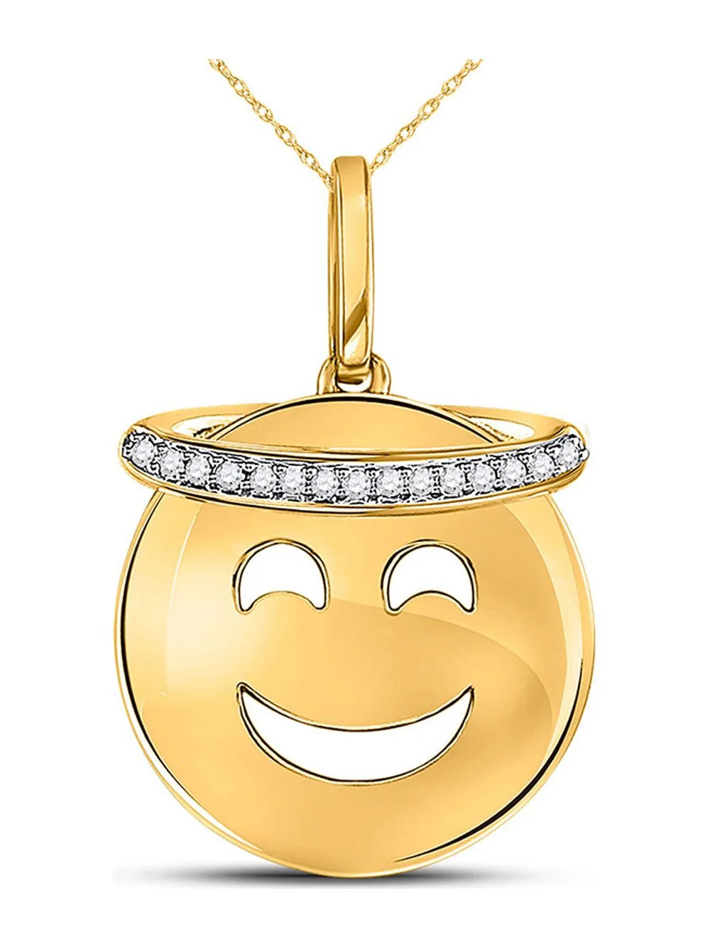 10kt Yellow Gold Round Diamond Smiley Face Pendant R270