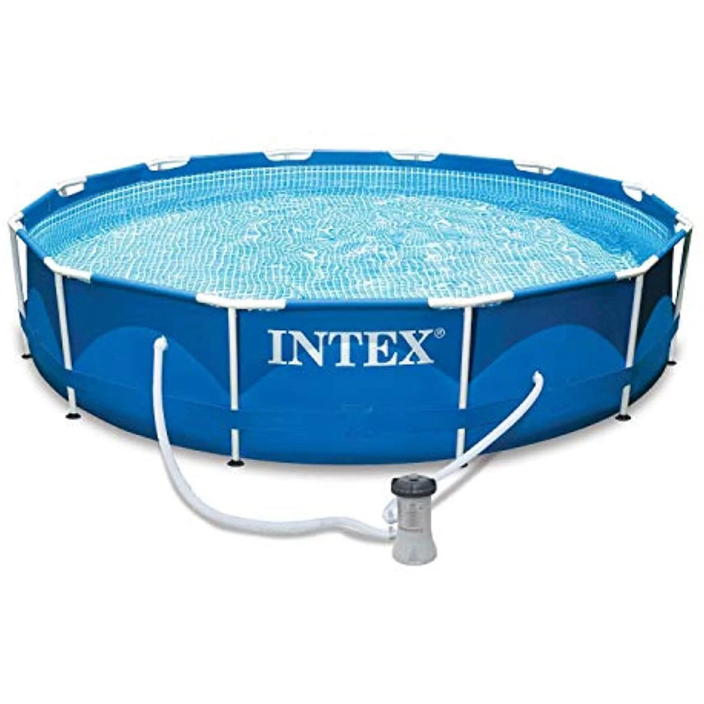 12 Ft x 30 Inches Metal Frame Above Ground Swimming Pool with Filter & Cover V598
