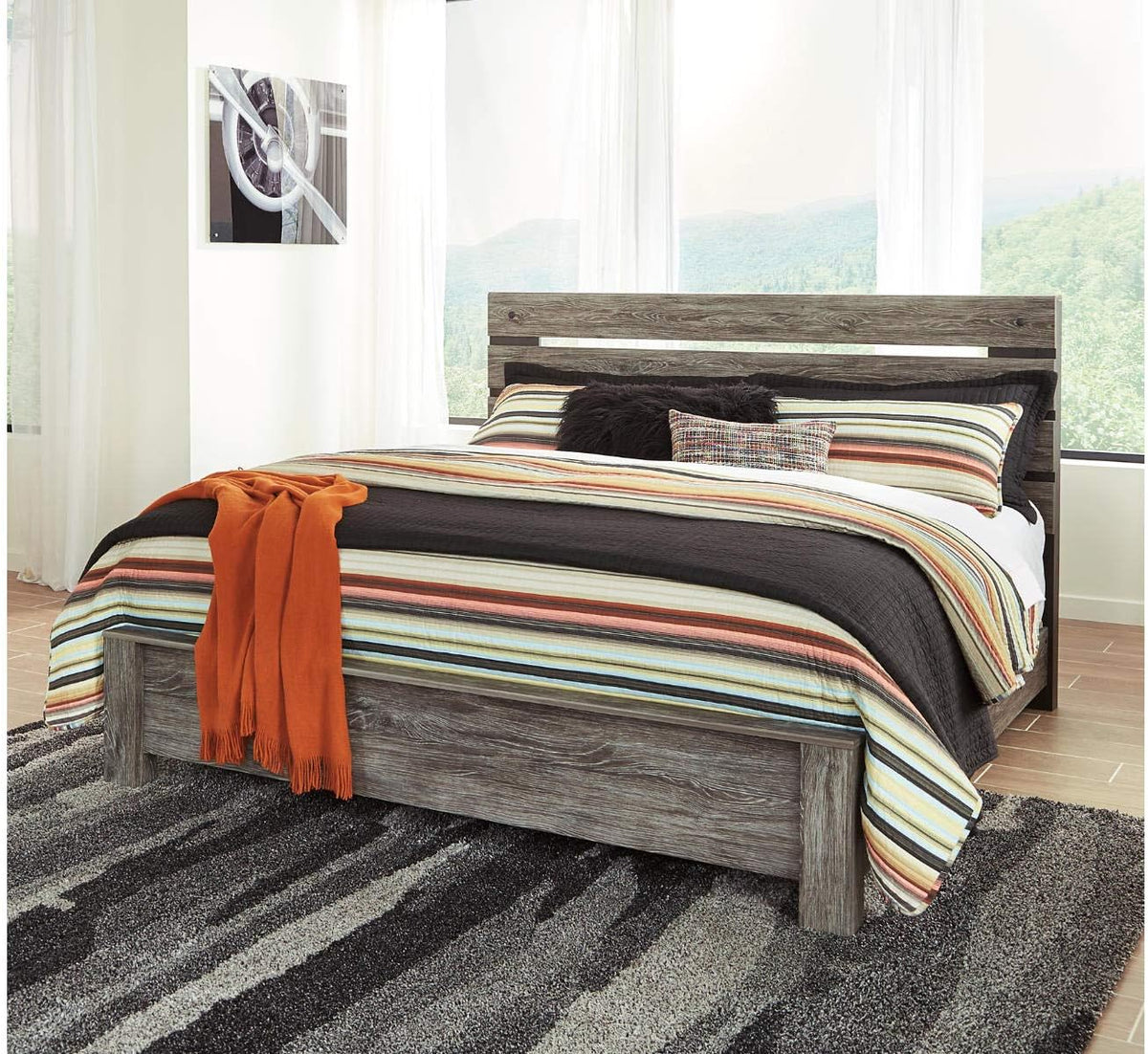 Full Weathered Gray Open Slat Panel Headboard Y6672